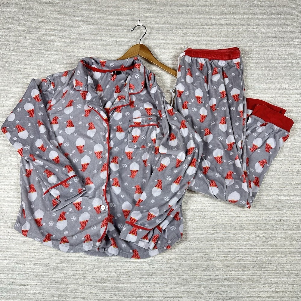 Kensie Christmas Gnome Holiday Pajama Set XL Cozy Super Soft Velour PJ's Family